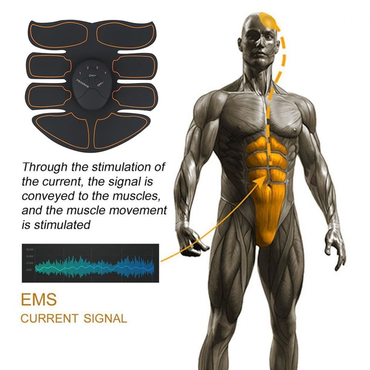 Electric Muscle Toner EMS Machine Wireless Toning Belt Simulation Abs Fat Burner 